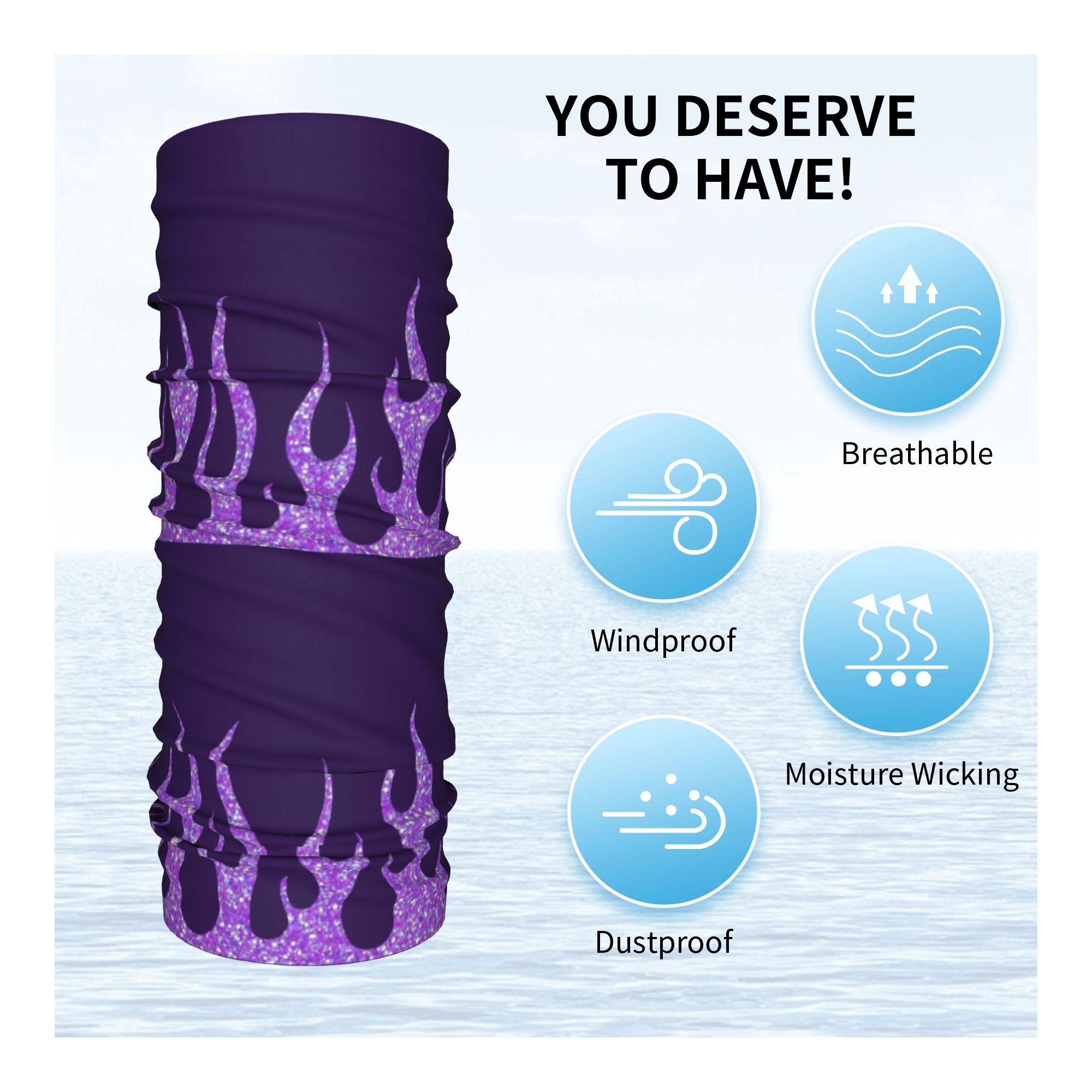 Custom Purple Glitter Flames B – Neck Gaiter Face Cover Bewertung und Preis