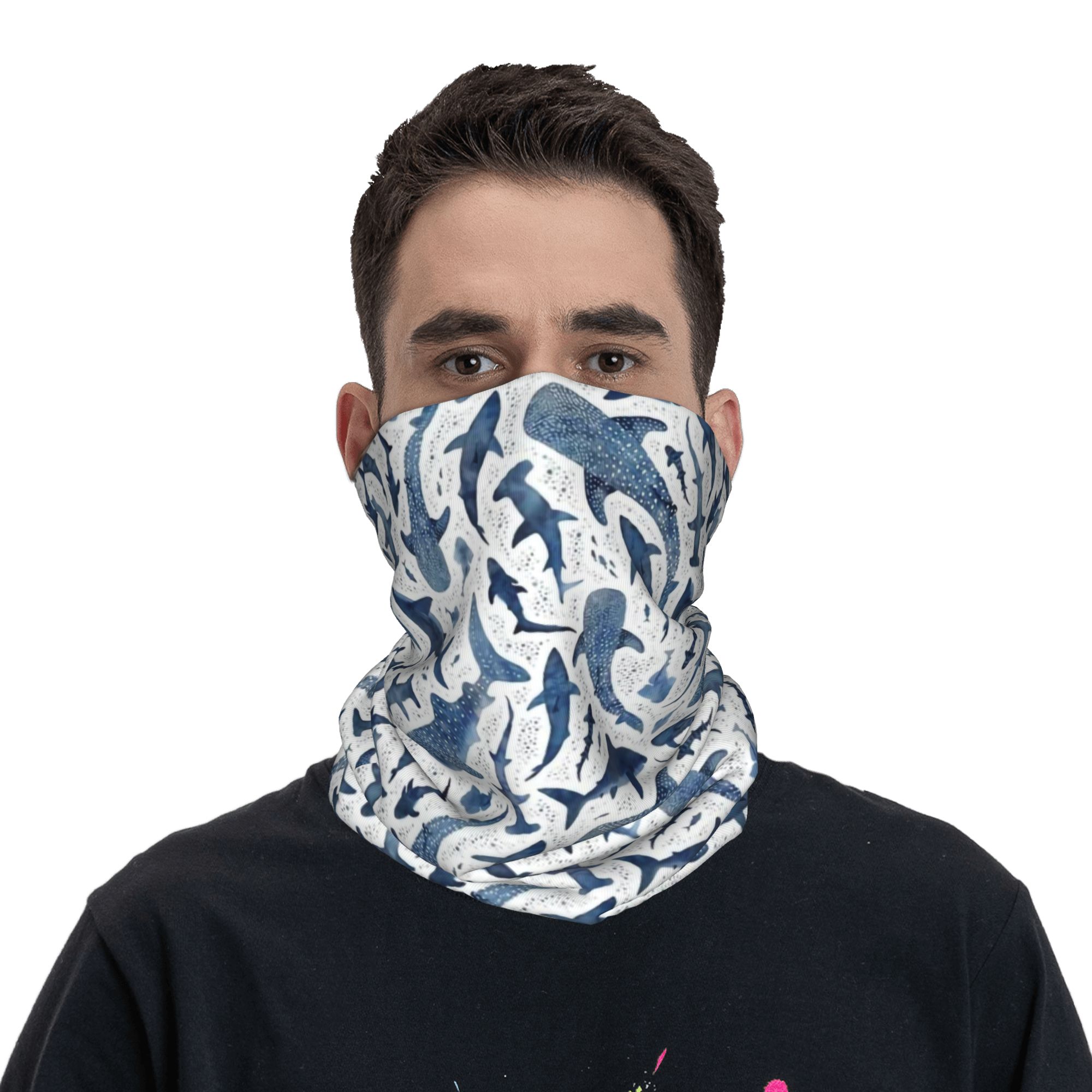 Custom Blue Watercolour Shark  – Neck Gaiter Face Cover Bewertung und Preis
