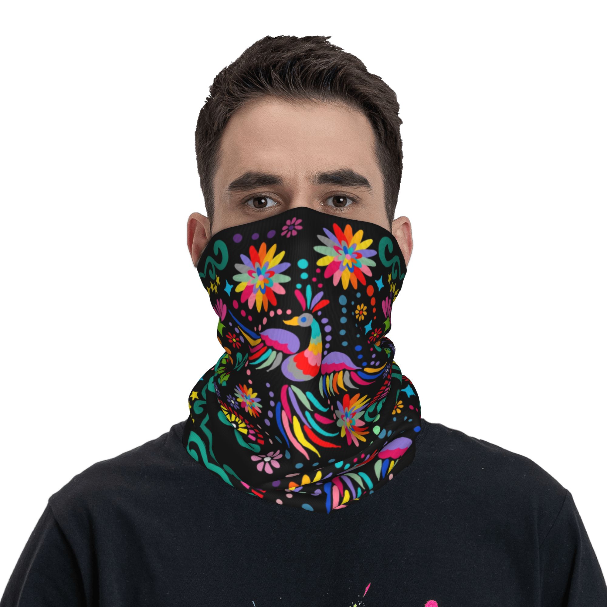 Custom Mexican Floral Flower T – Neck Gaiter Face Cover Bewertung und Preis
