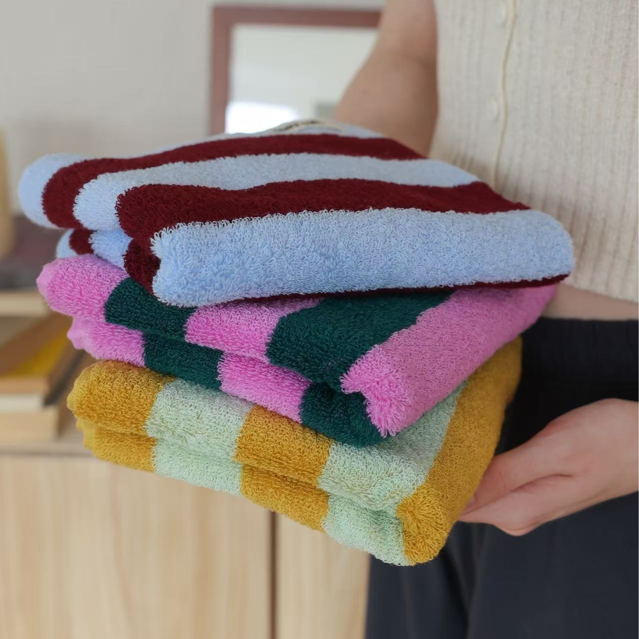 Retro Striped Pure Cotton Towe – Cloth Face Mask Washable Bewertung und Preis